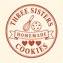 Three Sisters Cookies homemade stamp logo